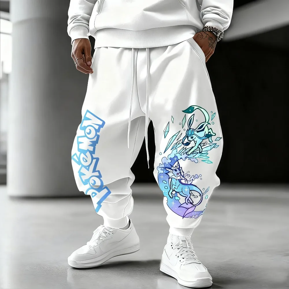 بوكيمون أنيمي Sweetpants 2025 الخريف/الشتاء جديد الأصلي رسمت مطبوعة الهيب هوب الأمريكية فضفاضة عادية كبيرة الحجم السراويل الرياضية