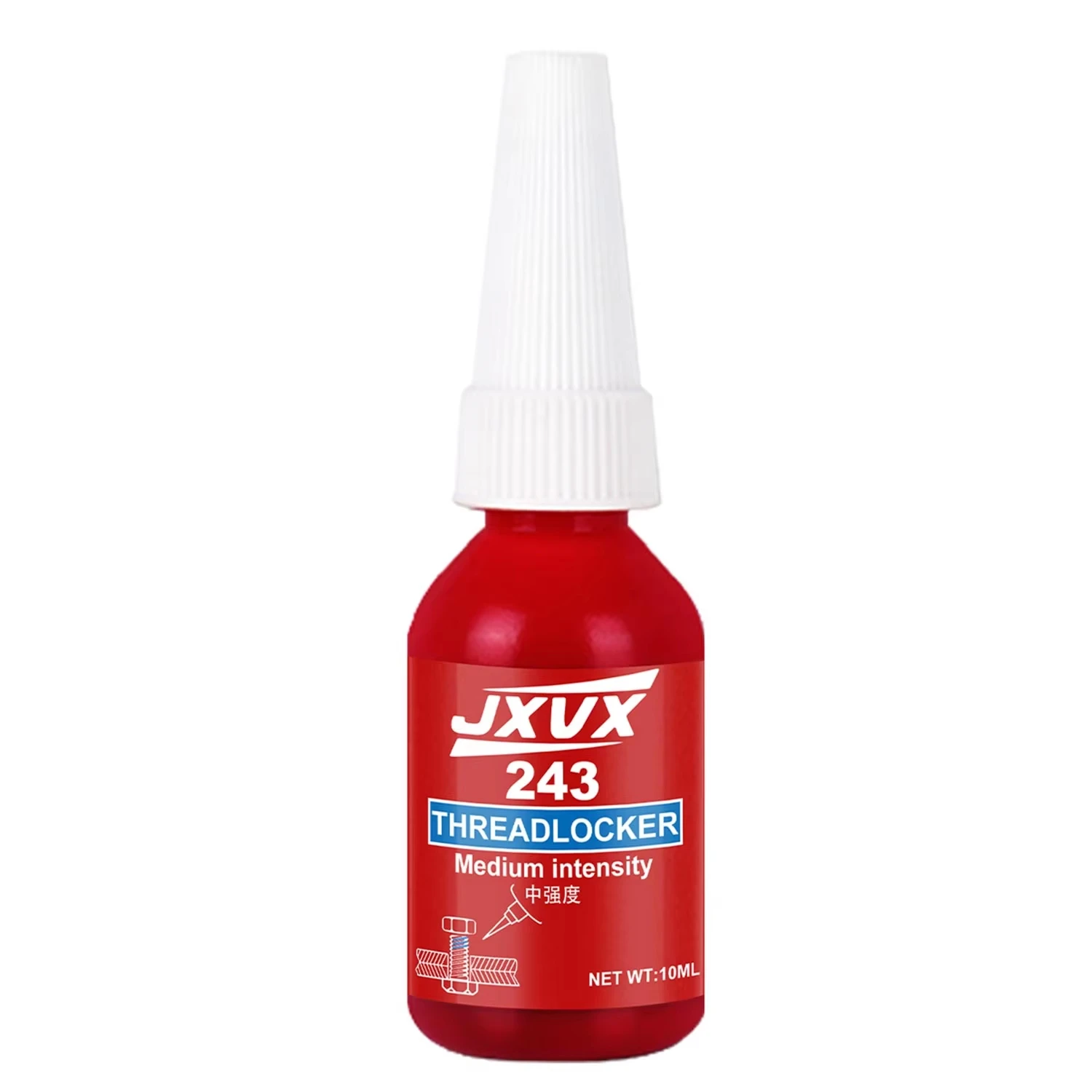 Schroefdraadborgmiddel 243 271 Schroefdraadborgmiddel (vergelijkbaar met Loctite) Anaërobe lijm Afdichtmiddel Gemiddelde tot hoge sterkte, oliebestendig, bestand tegen hoge temperaturen Blauw,