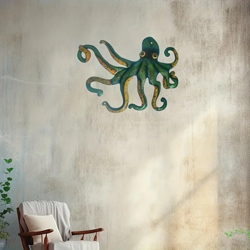 CIFbuy Metal Dark Green Octopus Wall Decorations, Wall Hanging Silhouettes, Living Room Dining Room Table Decorations