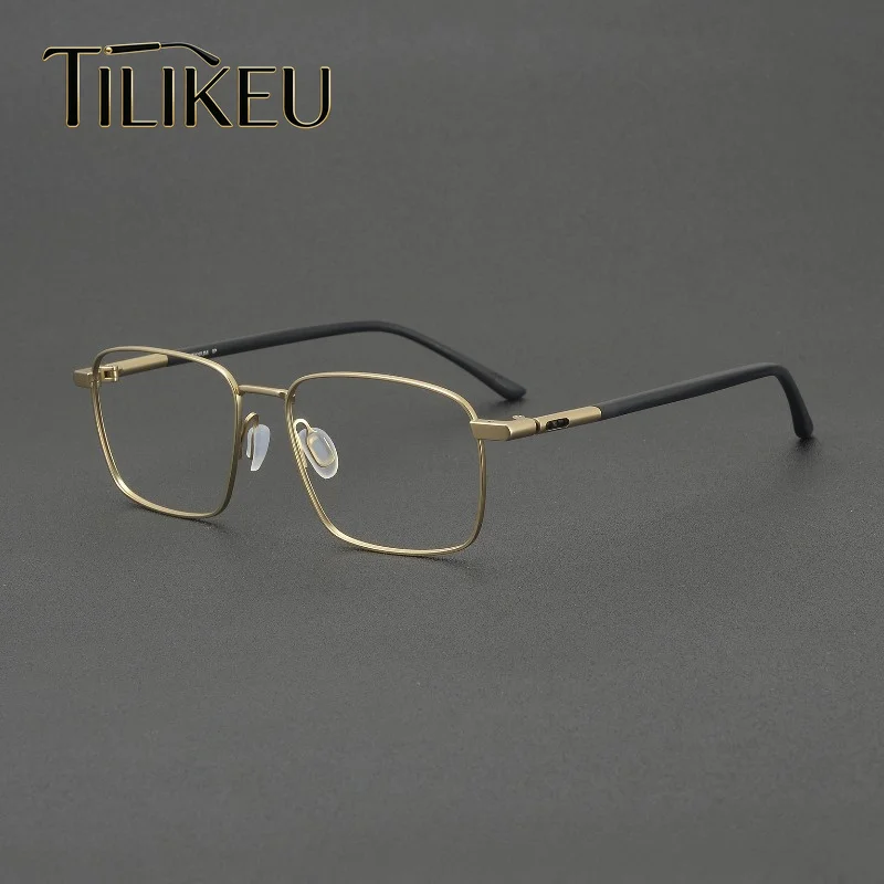 

2026 Luxury Men Pure Titanium Glasses Frame Business Big Face Retro Square Eyewear Computer Office Prescription Eyeglasses Frame