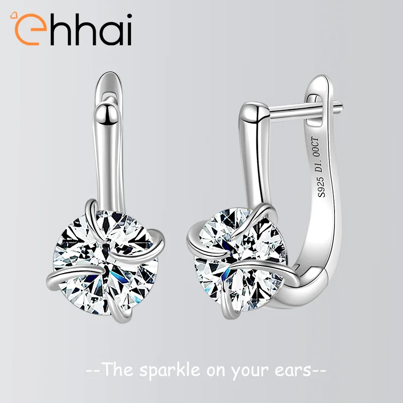 

Ehhai GRA Certified 6.5mm Round Moissanite Hoop Earrings for Women 925 Sterling Silver Solitaire Huggies Fine Jewelry Pendientes