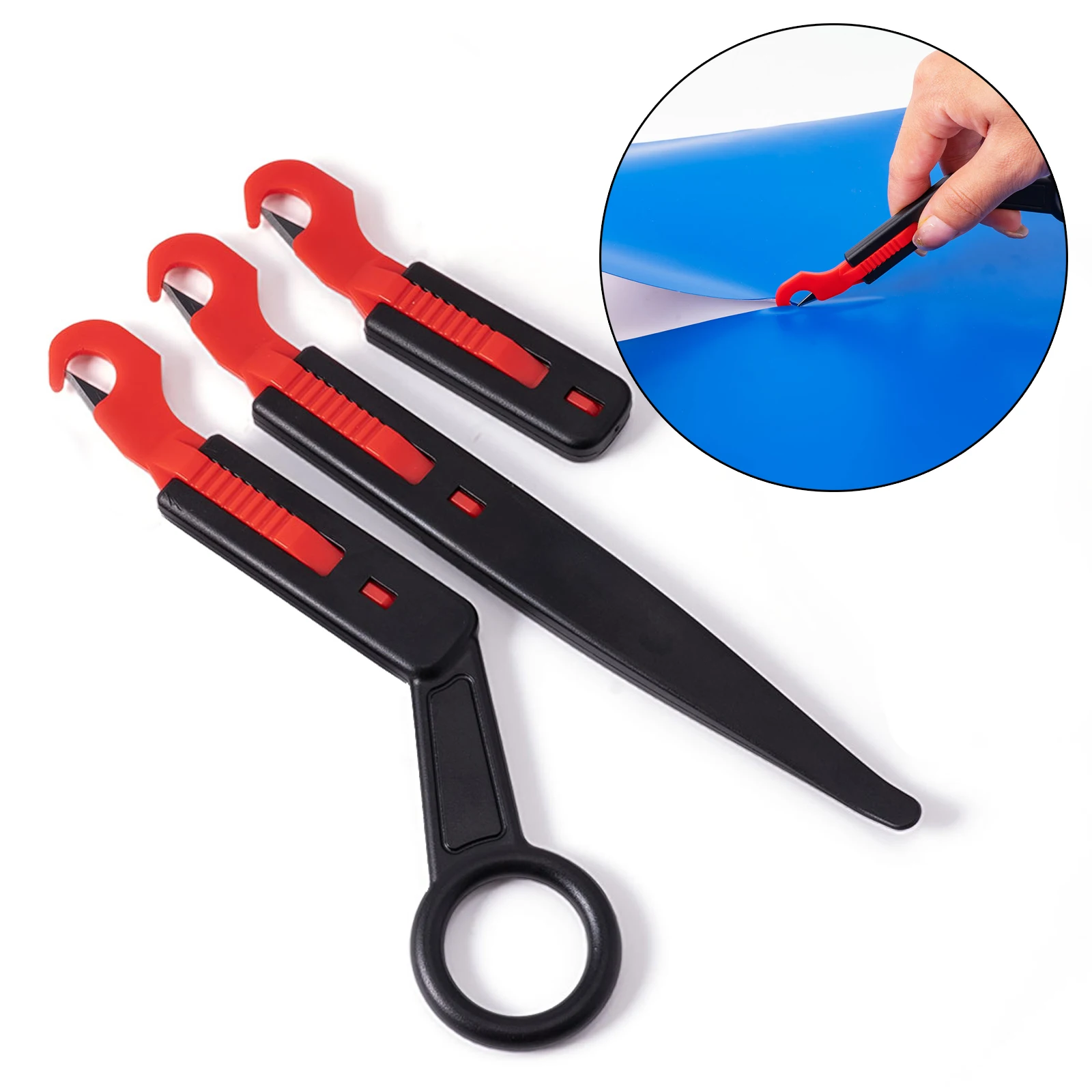 EHDIS 3pcs Safety Cutting Knife For Cutting Car Vinyl Film Tinting Sticker Home Decoration Paper Metal Cut Blade Craft Hand Tool