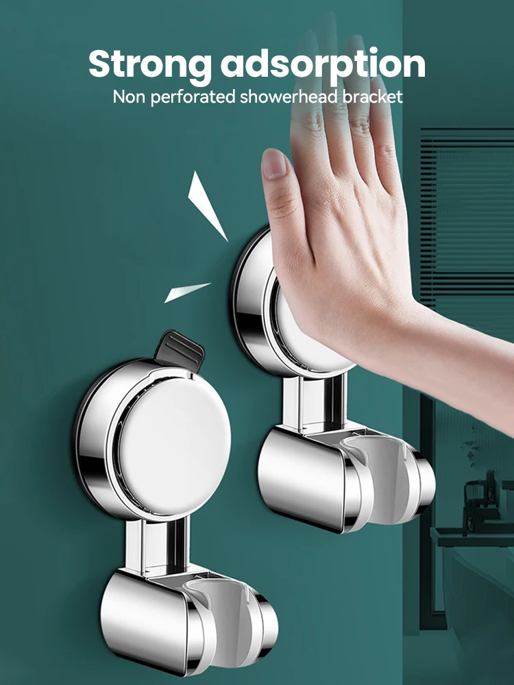 New Unique Horizontal Setting Suction cup Handheld Shower Head Holder Large Shower Head Supports Relocatable Wall mounted