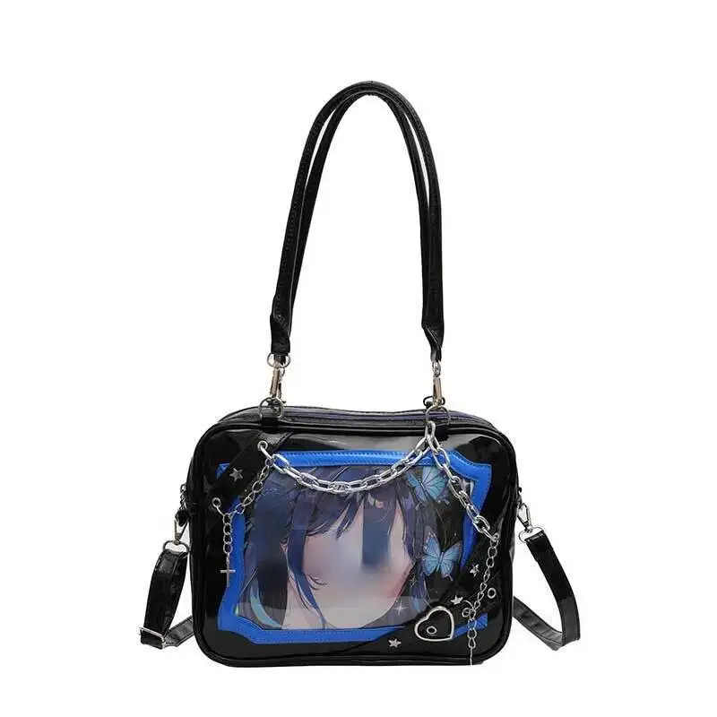 Y2k Chain Transparent Punk Shoulder Underarm Bag All Match Ins Women's Handbags Korean Casual Fashion Crossbody Ita Bags