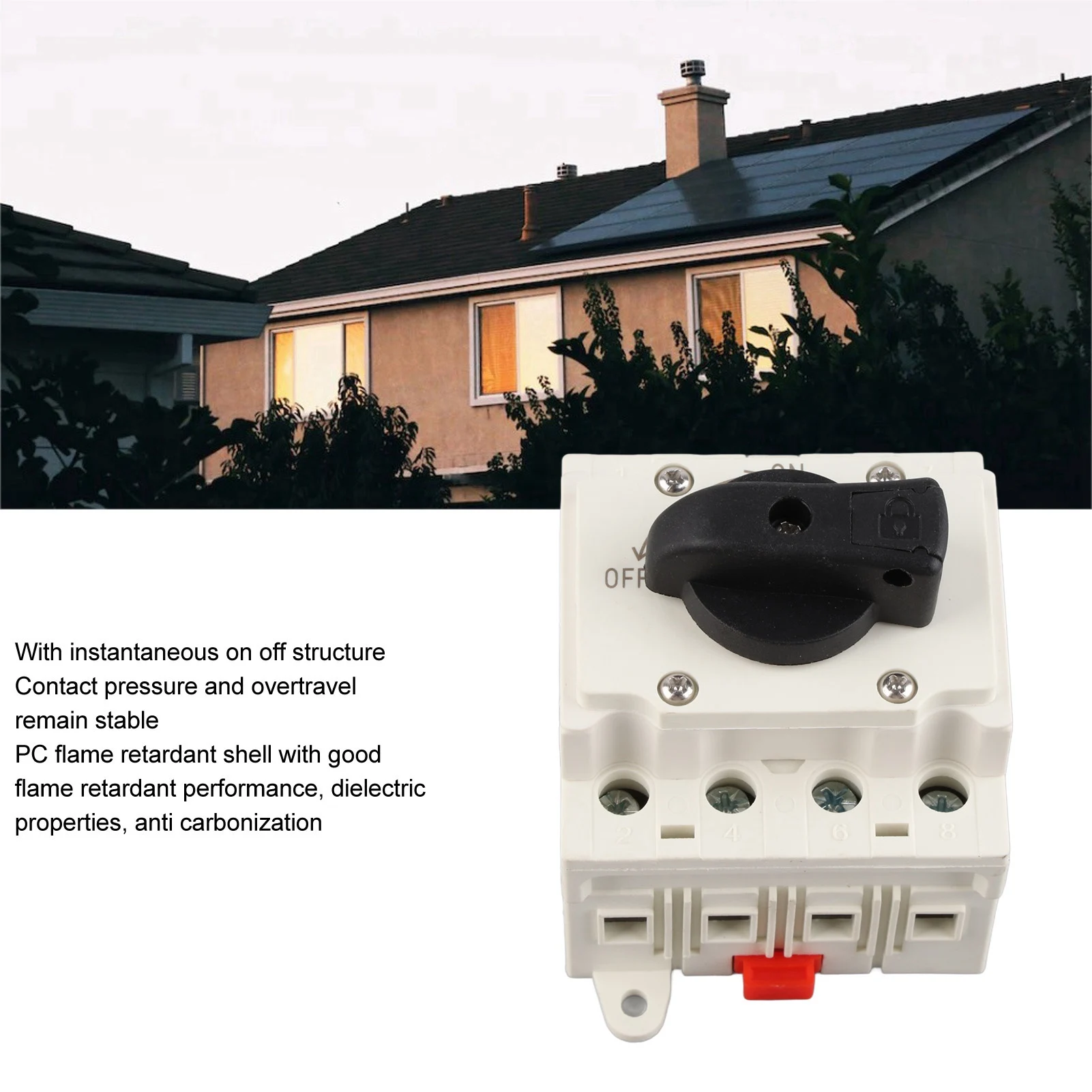 Battery Disconnect Switch  Solar Disconnect Switch 32A Flexible PC Flame Retardant Housing Photovoltaic Circuit Isolator 1000V