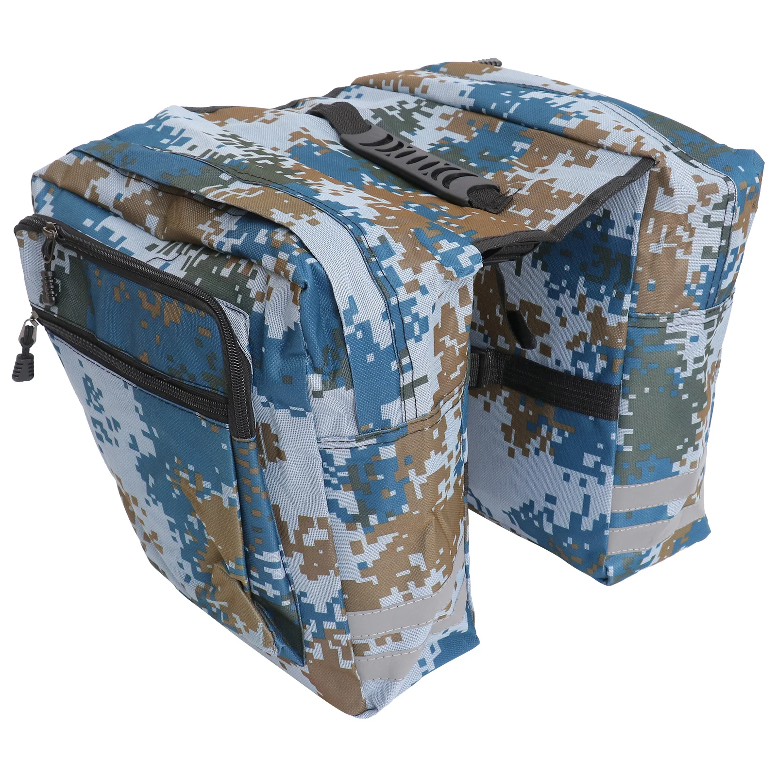 Water Resistant Camo Canvas Rear Seat Bag Large Capacity Lightweight Saddle Bag for Mountain Cycling Durable Reflective