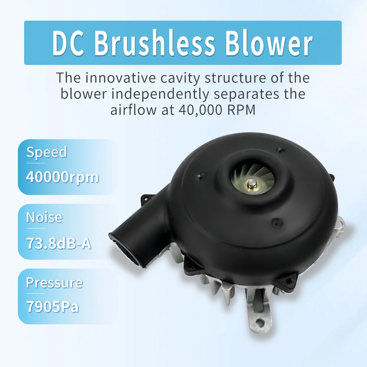 

Бесщеточный центробежный вентилятор постоянного тока 12 В, 7,9 кПа, низкий уровень шума, высокая скорость, 40000 об/мин, водонепроницаемый турбовентилятор для машины на воздушной подушке