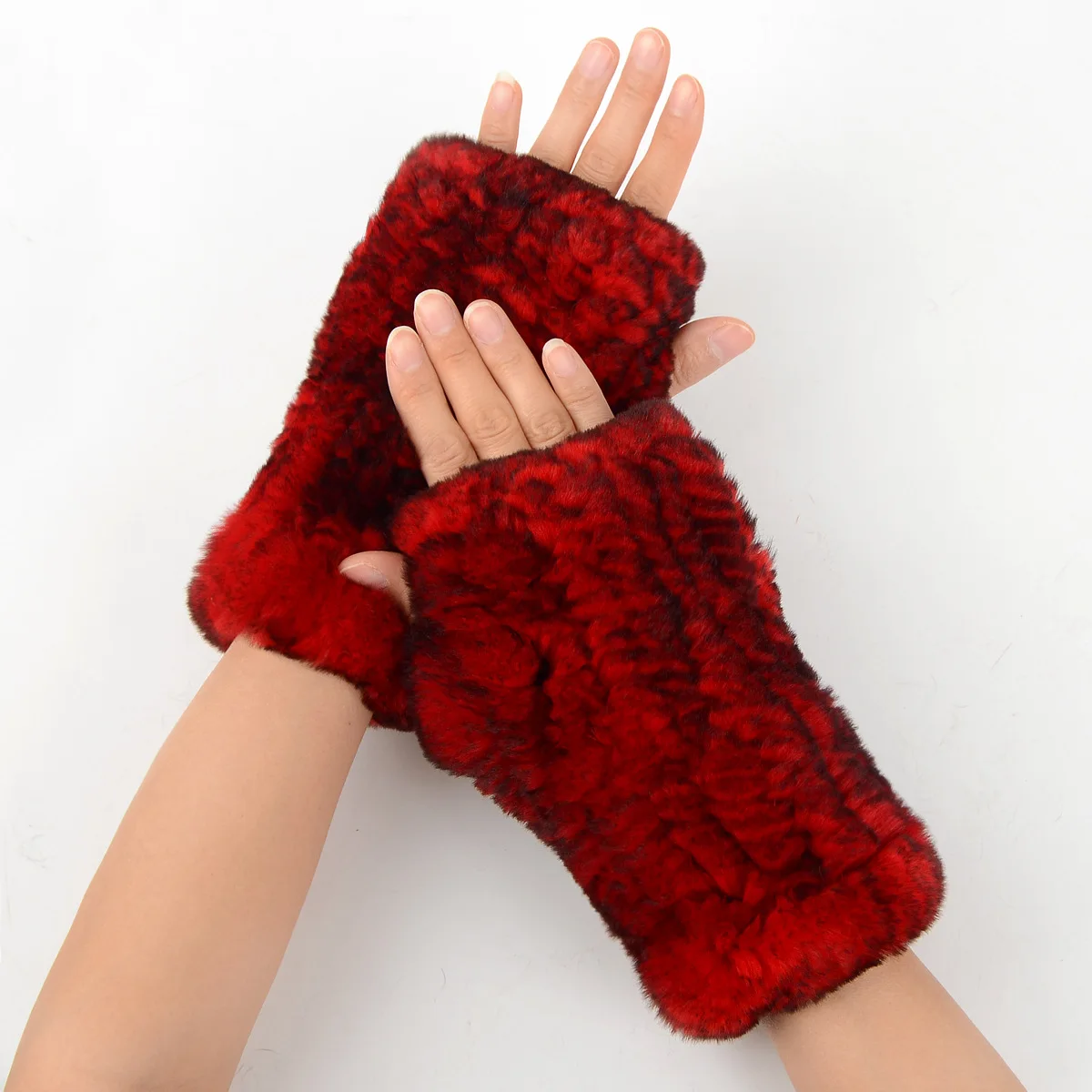 JKP Autunno Inverno Femminile Plaid Senza Dita Guanti da Donna Bellissimi 100% Vera Pelliccia di Coniglio Rex Marchio di Moda Genuino naturale