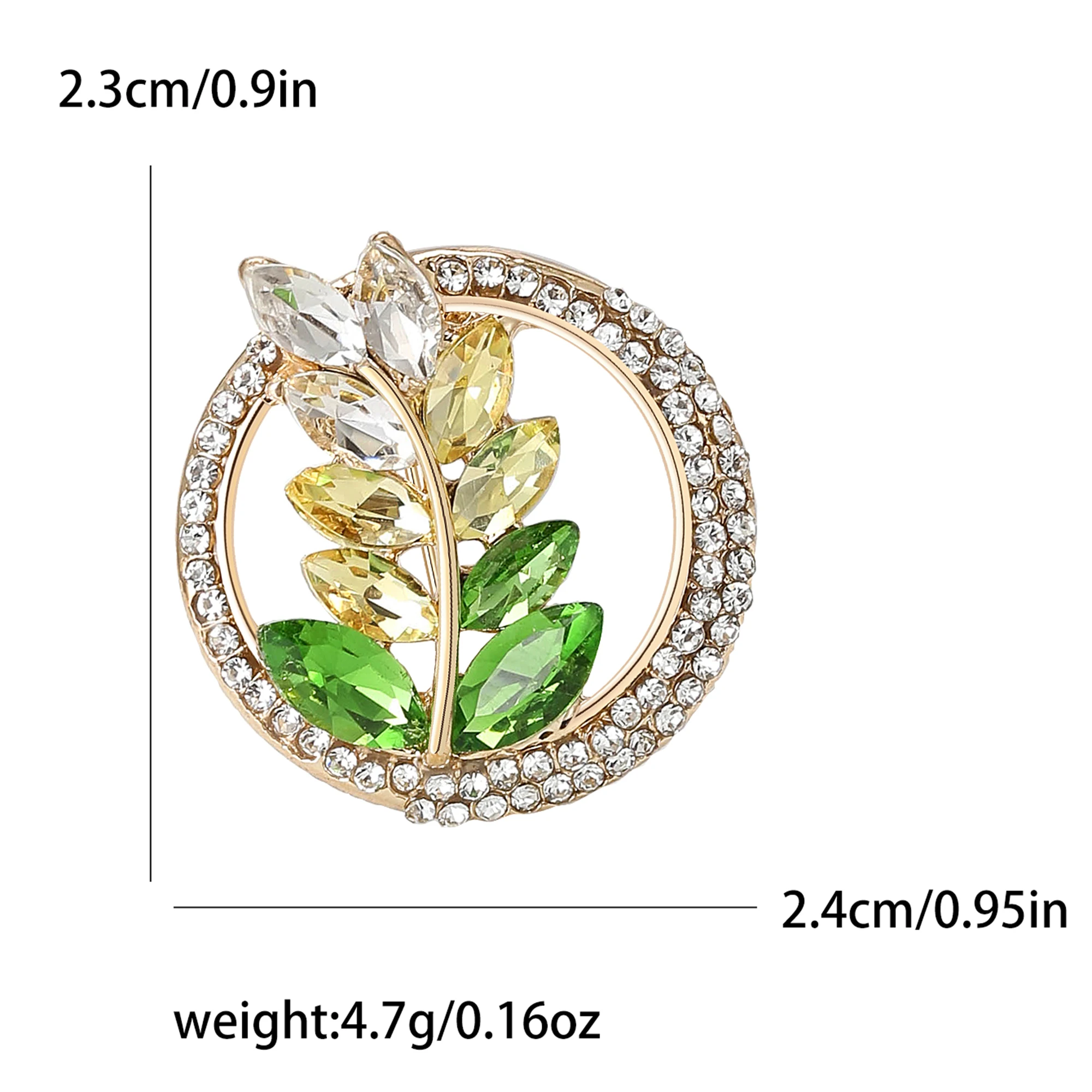 Beaut&Berry Luxury Rhinestone Ear of Wheat Brooches for Women Unisex Plant Pins Casual Party Jewelry Accessories Gift Decoration