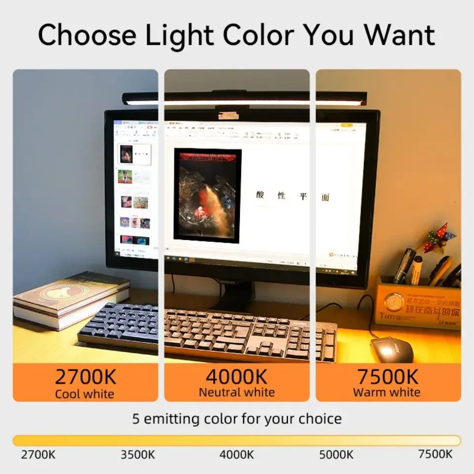 Led Monitor Lights Bar RGB Dimmable Desk Lamps Screen Hanging Computer Light For Monitor Lights PC Home Bedroom Study Office