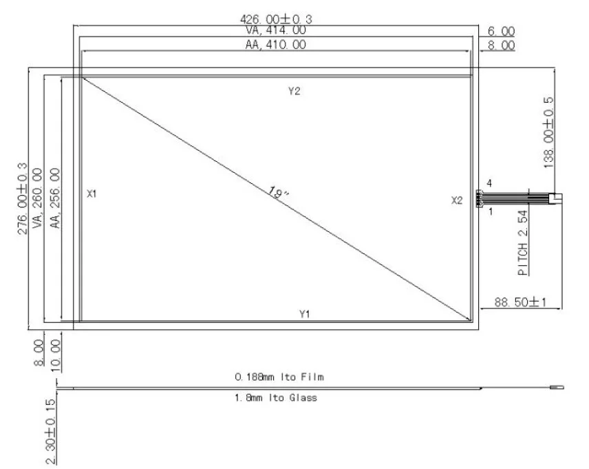 Imagem -03 - Polegada Fio 426*276 mm 16:10 Resistive Touch Screen Painel Digitizer Vidro com Kit Controlador Usb 19