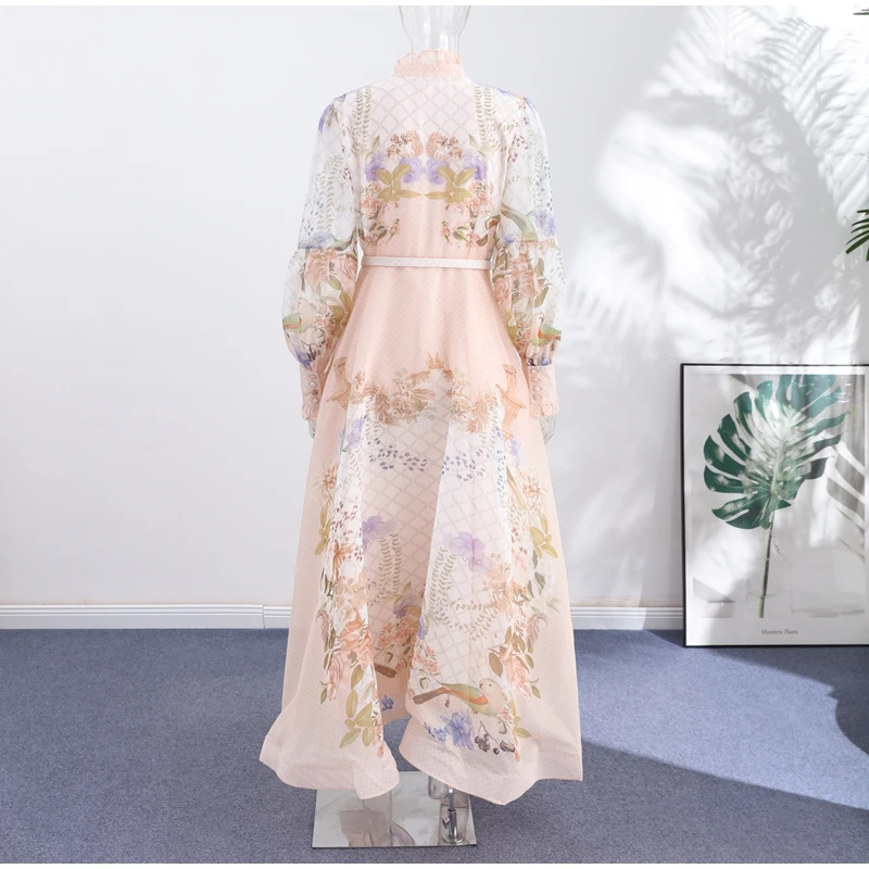 Printed Women's Maxi Dresses O-neck Big Swing Oversized Dress Irregular Hem Dresses Bohemian Female Robes Loose Partywear New