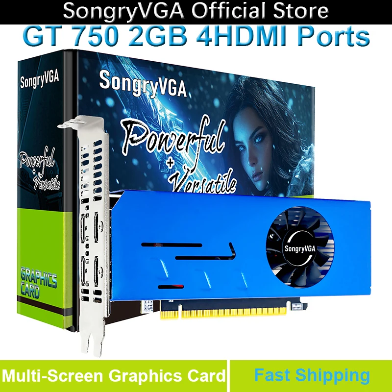 SongryVGA GT 730 4 HDMI Multi-Monitor Graphics Card,2GB GDDR3 64-bit Graphics Card