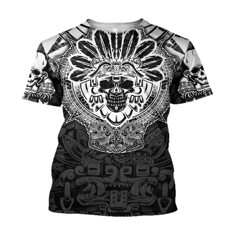 Summer Trend Harajuku Mexican Aztec Quetzon Men\'s Casual T-shirt Street Fashion Classic Retro O-neck Loose Senior 3D Printed Top