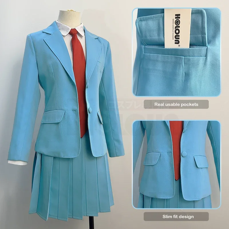 HOLOUN Skip and Loafer Anime Iwakura Mitsumi Cosplay Costume School Uniform Blue Suit Shirt JK Skirt Tie Daily Wearing Gift