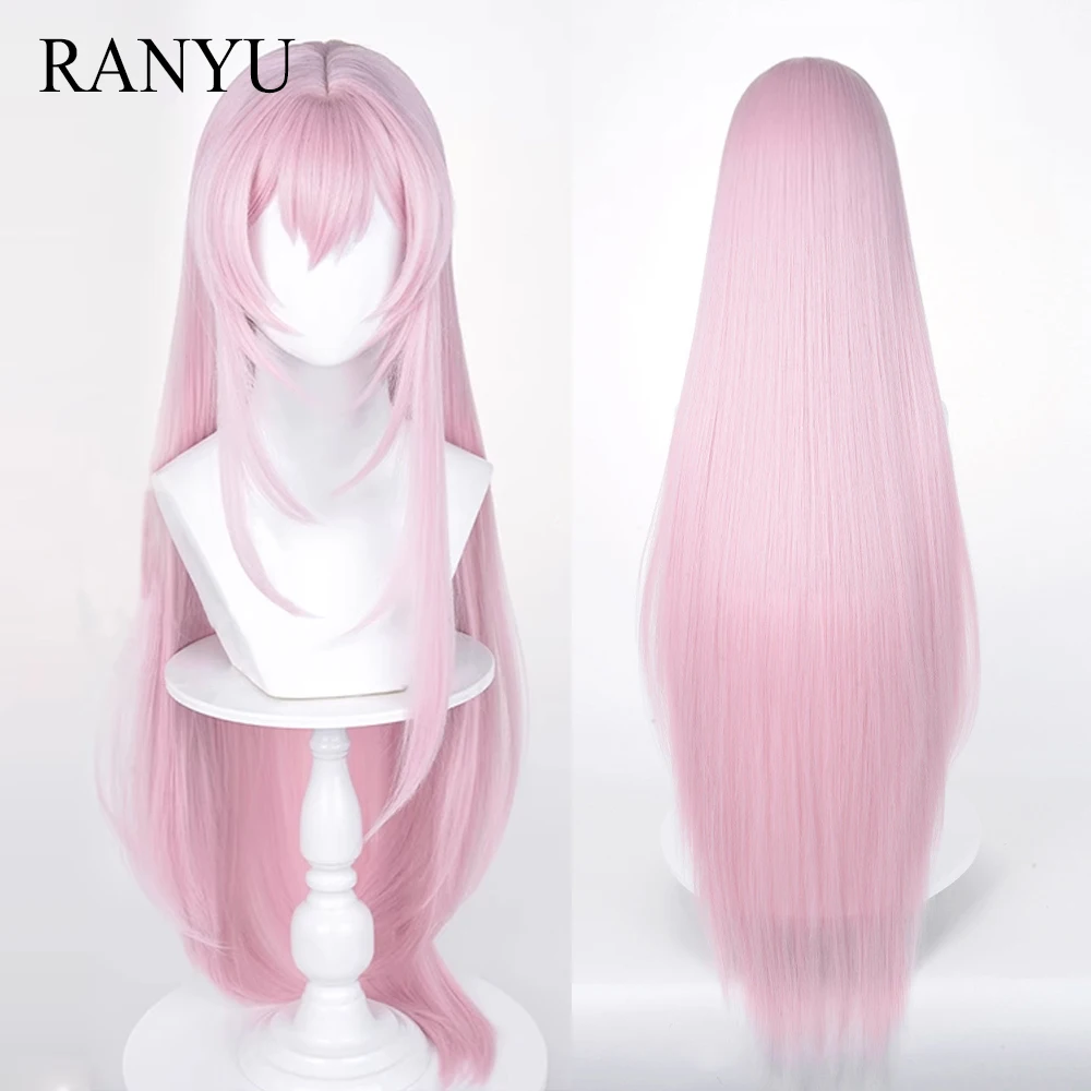 

Pink Long Straight Synthetic Wig with Bangs Anime Game Cosplay Wig Heat Resistant for Daily Party
