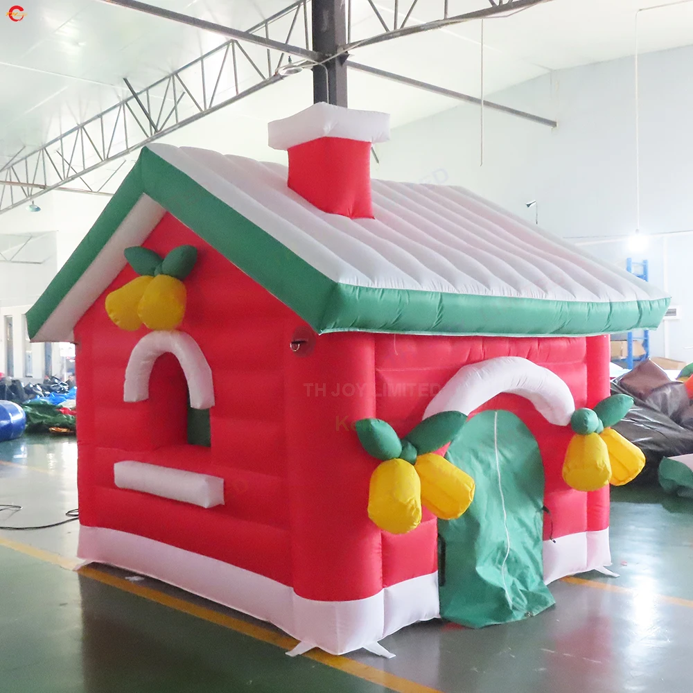 Transporte aéreo rápido 4x3m casa de natal inflável explodir tenda inflável da grotto do papai noel ao ar livre para o shopping
