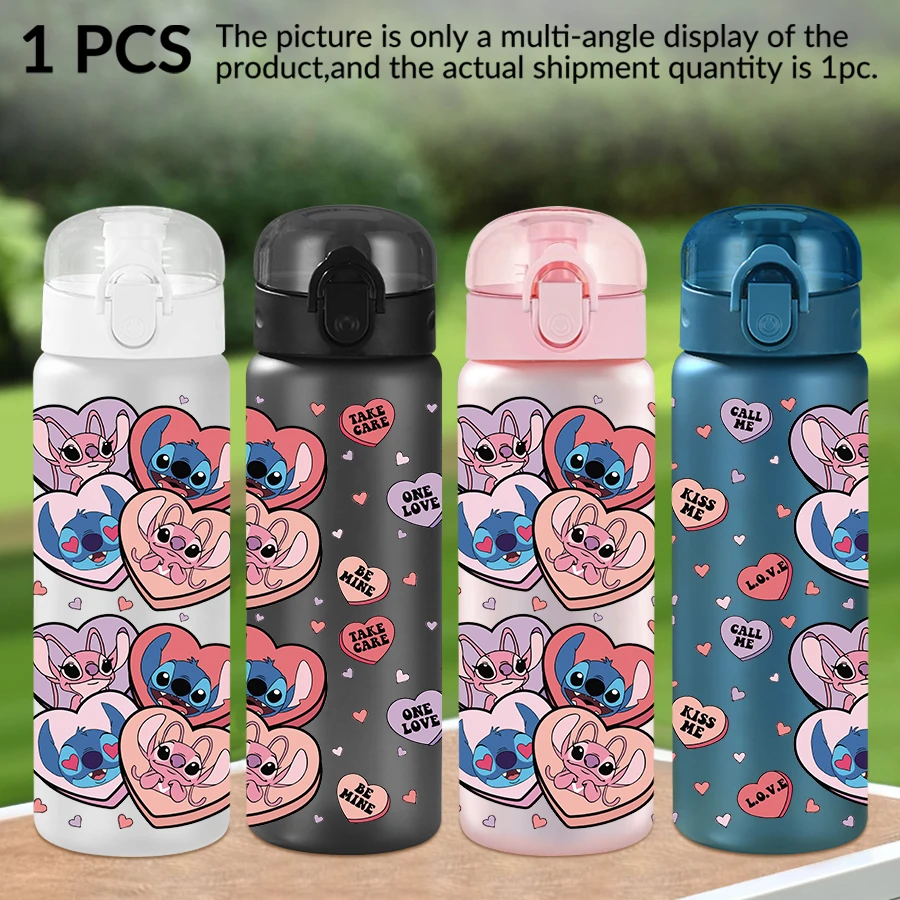 

1Pc Disney, Stitch, Love, 26oz Plastic Water Bottle Sports Water Cup with Lift Rope Birthday/Back To School Gift