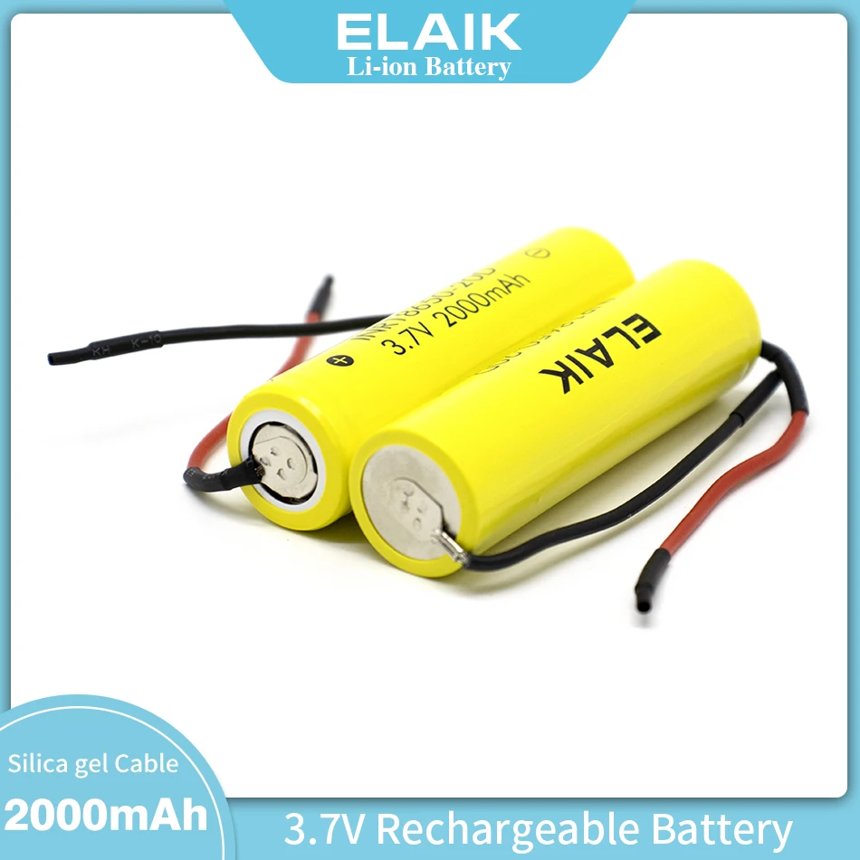 2-10pcs 3.7V INR18650 Lithium Battery 2000mAh Rechargeable Power Cells 20D with DIY cable for Electric Screwdriver