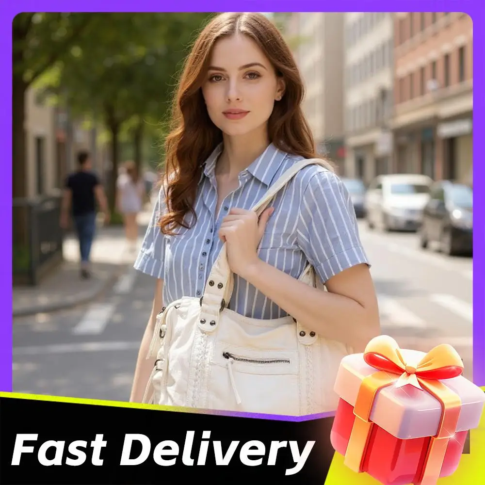 

Multiple Pocket Retro Shoulder Bag Female Luxury Solid Color Classic Crossbody Bag Large Capacity Style Soft PU Leather Tote Bag