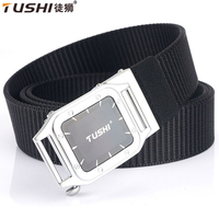 TUSHI New Metal Automatic Buckle Nylon Tactical Belts For Men Jeans Adjustable Trousers Waistband Outdoor Sports Belt Quick Dry