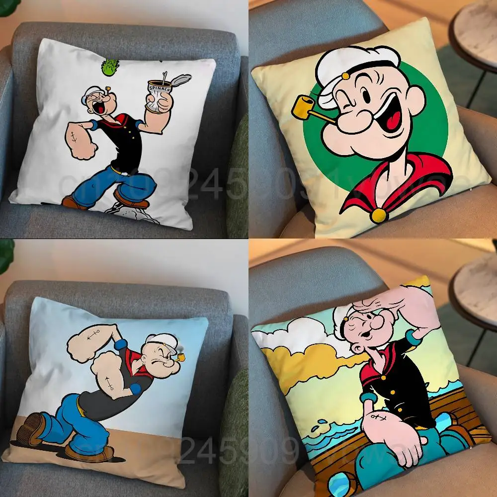 

Eat spinach Popeye the Sailor Pillow Case Anti-dustmite Pillowcase Invisible zipper silky short plush Sofa cushion cover
