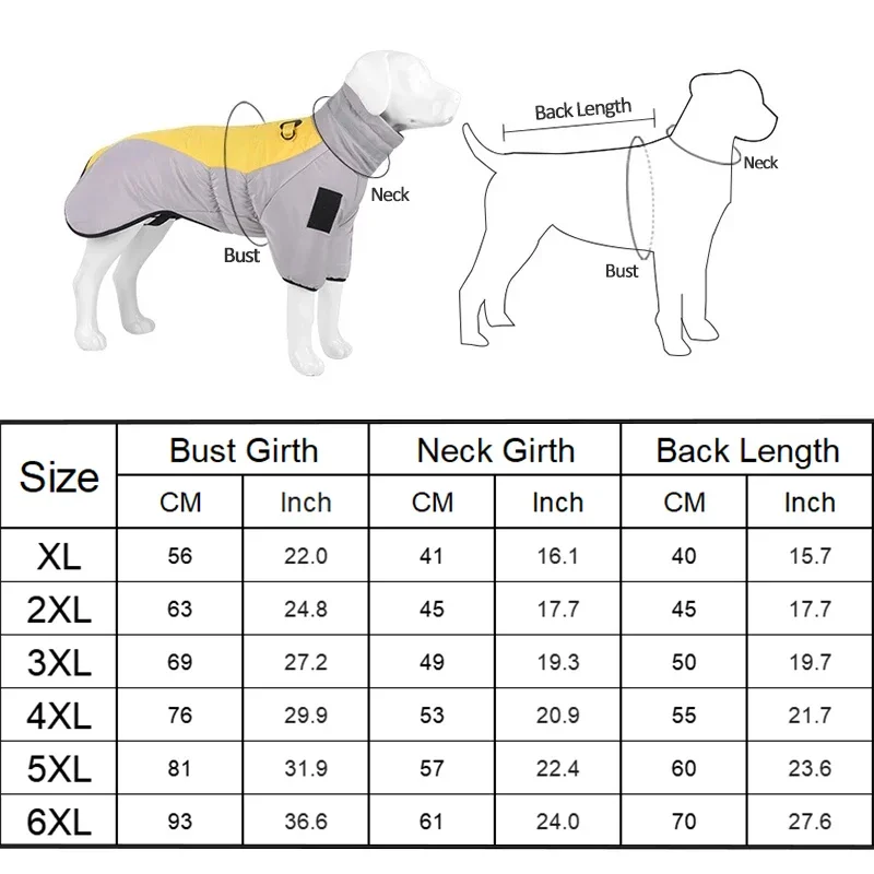 Winter Warm Big Dog Thicken Down Jacket Waterproof Large Dogs Clothes Reflective Pet Coat Labrador Costume Doberman Jumpsuit