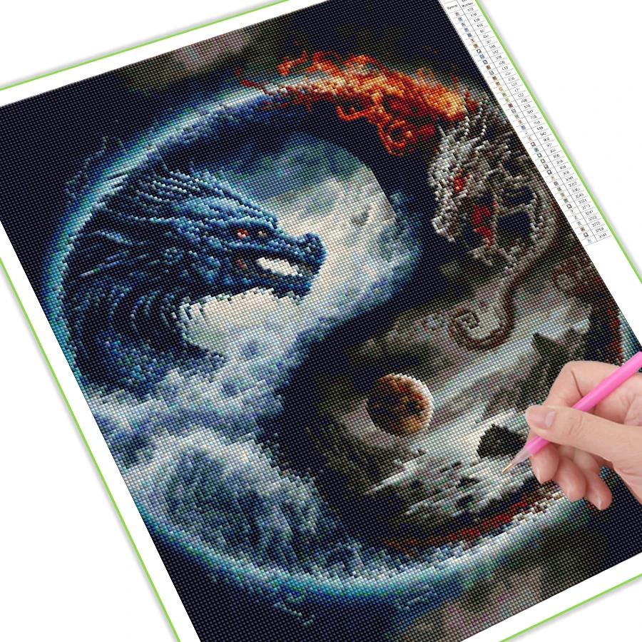 Diy Mosaic Arts Ice And Fire Abstract Dragon Scenery Diamond Painting Kits Full Rhinestone Embroidery Picture Wall Decor AA5217