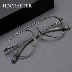 HDCRAFTER Vintage Pilot Pure Titanium Eyeglasses Frame Men Big Size Prescription Myopia Glasses Frame Male Sunglasses Frames