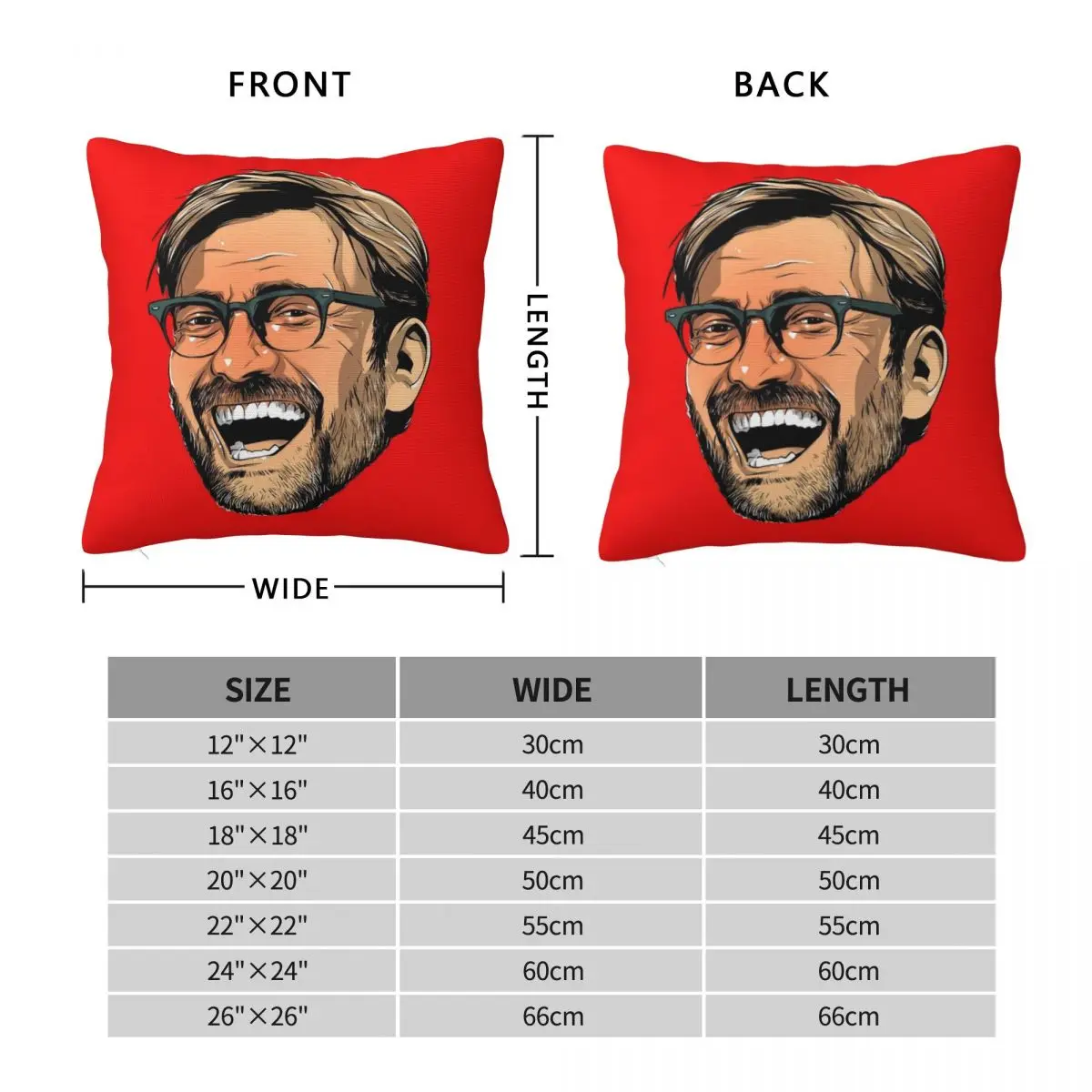 Jurgen Klopp Coach Laugh Square Pillowcase Polyester Linen Velvet Pattern Zip Decorative Throw Pillow Case Bed Cushion Cover