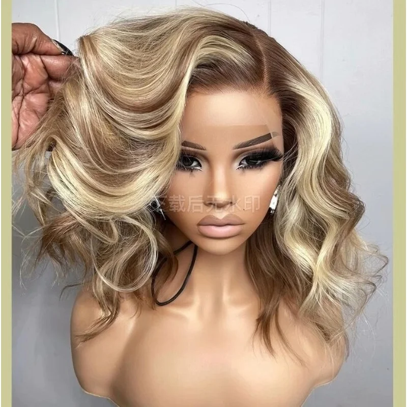 Highlight Human Hair Wig 13x4 Lace Front Deep Part Wig Natural Hairline Wavy Wig