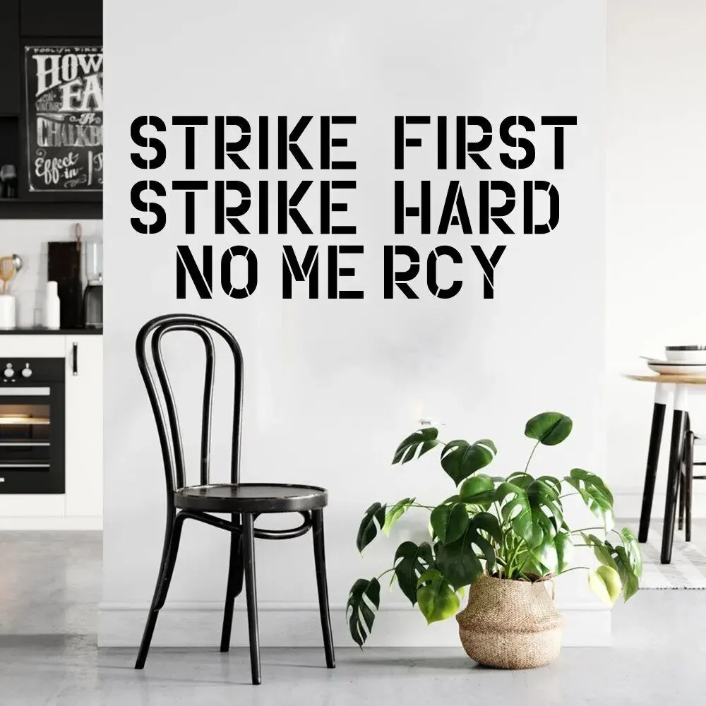 Strike First Strike Hard No Mercy Wall Decal Sticker Stencil TV Karate Kid Movie Theme Dojo Mural 80s Daniel Johnny Vinyl