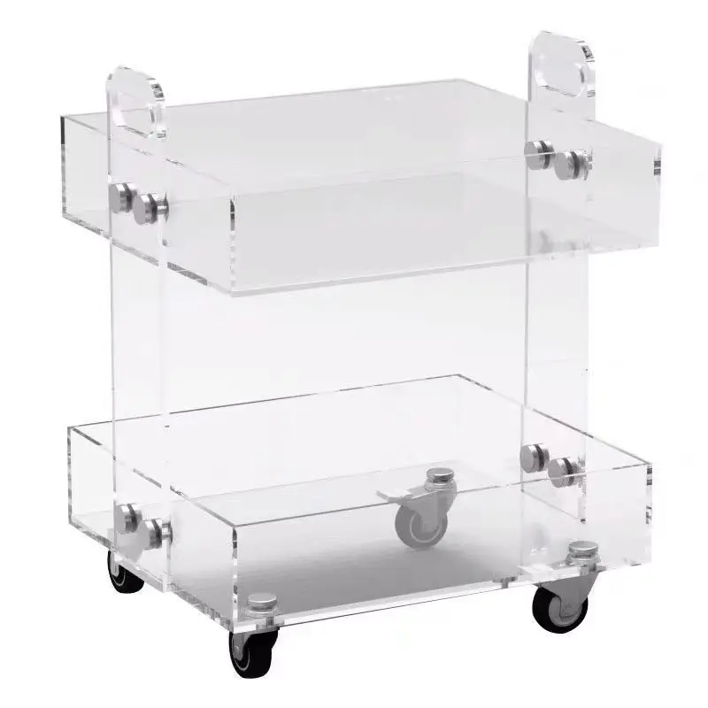 

Simple acrylic movable trolley Internet celebrity side few with wheeled coffee table Nordic living room bedroom storage rack