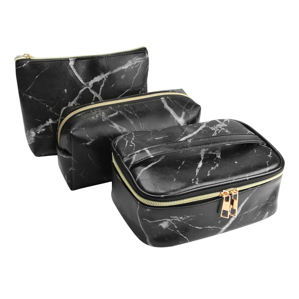 3개 세트 대형 중형 소형 방수 PU 여행 파우치 내구성 있는 브러시 보관 정리함
