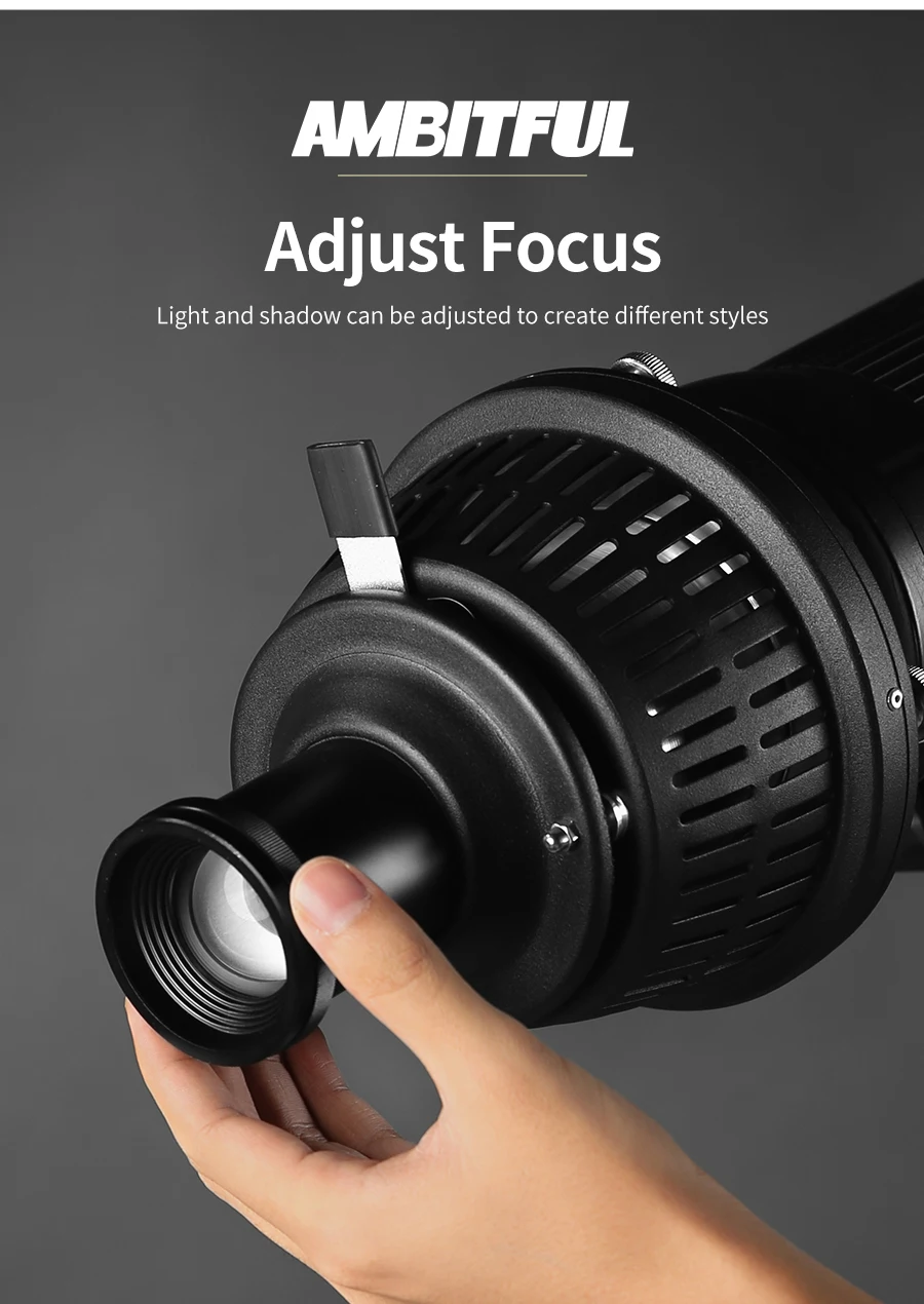 Ambitful AL20 Fotografie-Projektor-Aufsatz, Scheinwerfer, konischer Snoot, optischer Kondensator für Mini Bowens Godox Zhiyun INKEE – Detail 26