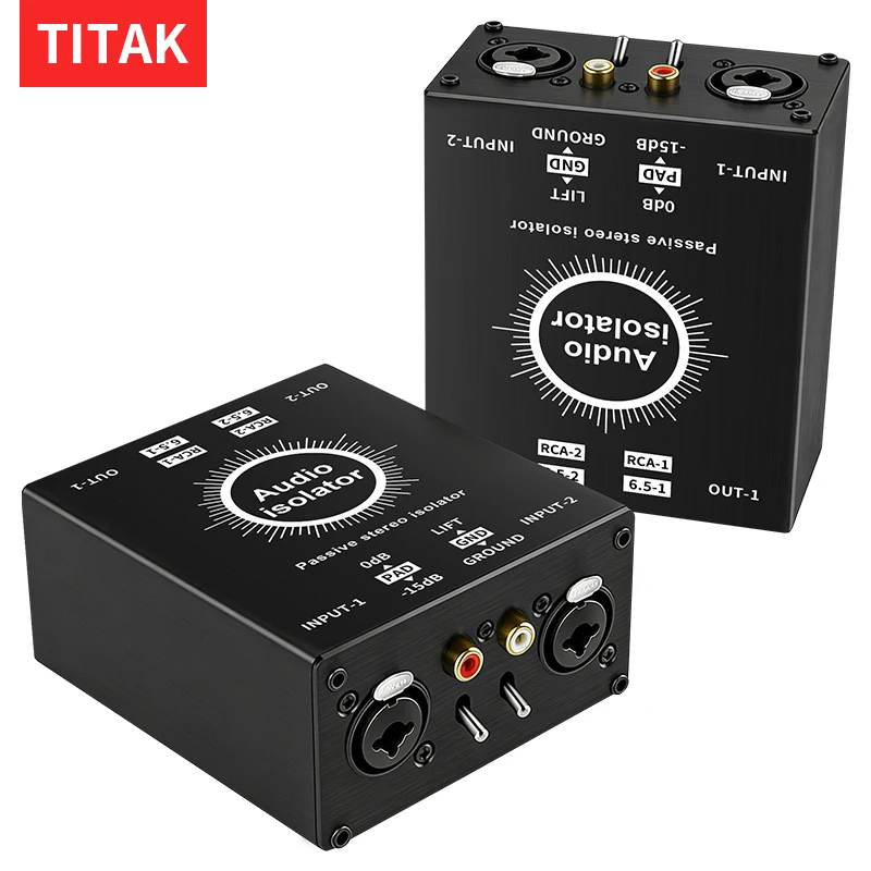For Different Audio 2 Channels XLR RCA TS TRS Passive Hum Eliminator Box Ground Loop Isolator Noise Filter Audio Equipments