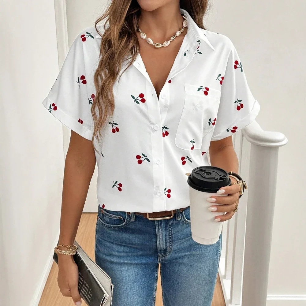 

Shirts Summer Decent Comfortable Korean Plain Short Sleeve Shirt Collar Daily Shirts For Women