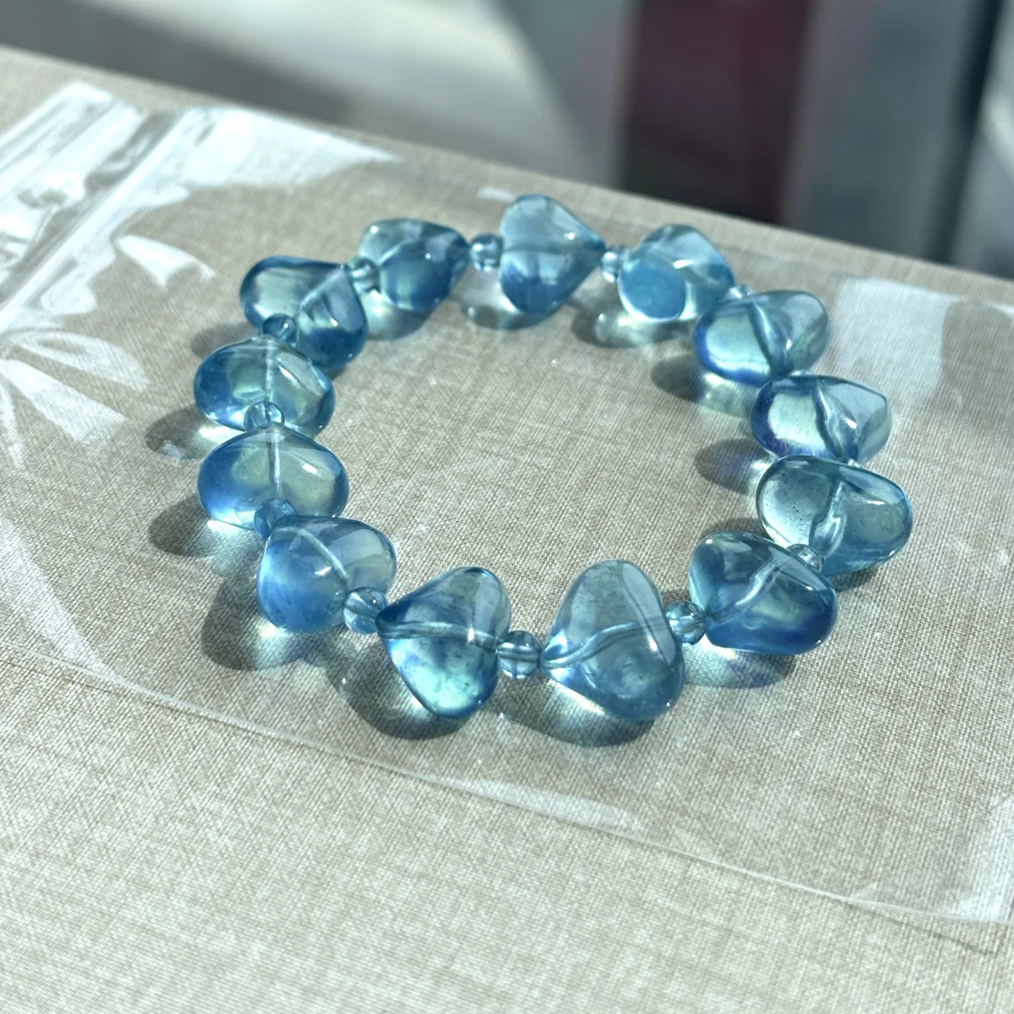 Natural Blue Aquamarine Clear Beads Bracelet Jewelry 11.8x14.6x9.3mm Women Men Brazil Blue Aquamarine Jewelry AAAAA