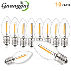 C7 E14 Lampadina LED 220V Luci di candela E12 110V 0.5W Luce notturna 2700K Bianco caldo Lampadario Lampada Luci della stringa Lampadine di ricambio