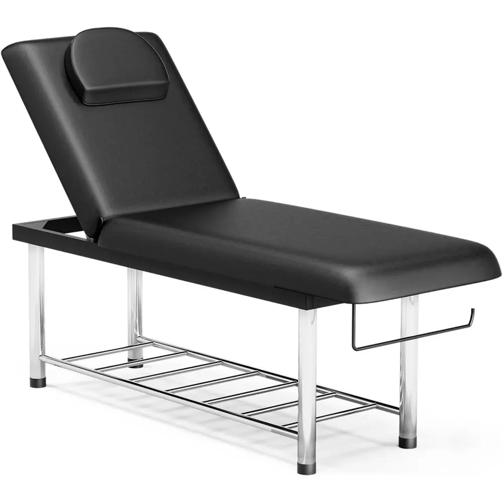 

Массажный стол повышенной прочности, грузоподъемность 550 фунтов, с регулируемой спинкой, съемными подлокотниками, полкой для хранения и крючком для полотенец, черный