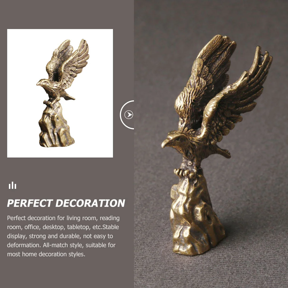 Car Dashboard Decor Brass Eagle Simulation Sculpture Retro Figurines Tabletop Supplies