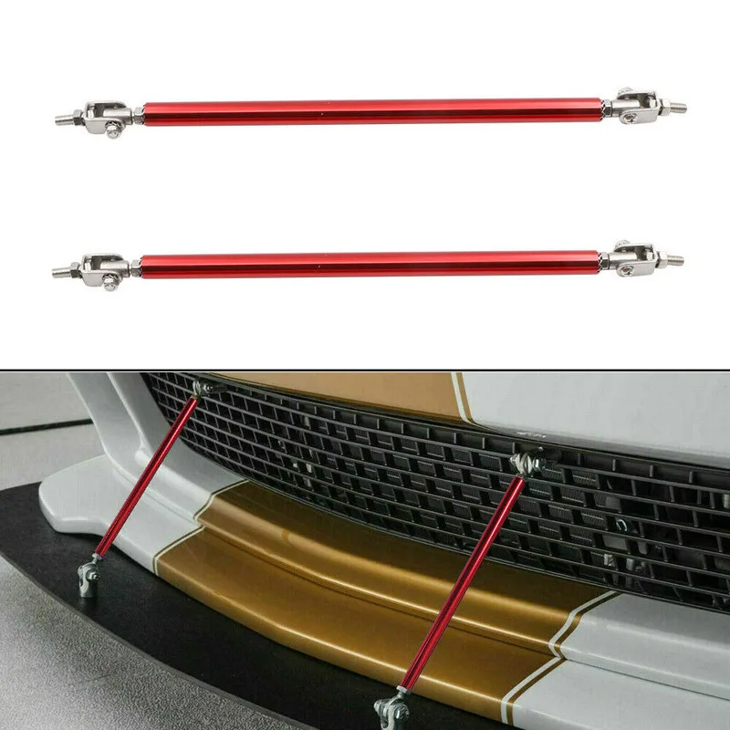 

2Pcs Universal Adjustable Vehicle Aluminum Alloy Chrome Car Front Bumper Lip Rod Splitter Spoiler Strut Tie Support Accessories