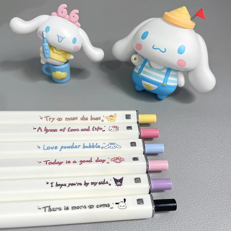 Sanrio 0.5mm Tip To Press The Neutral Pen Square Replaceable Refill Student School Supplies Stationery Homework Toys Girls Gift