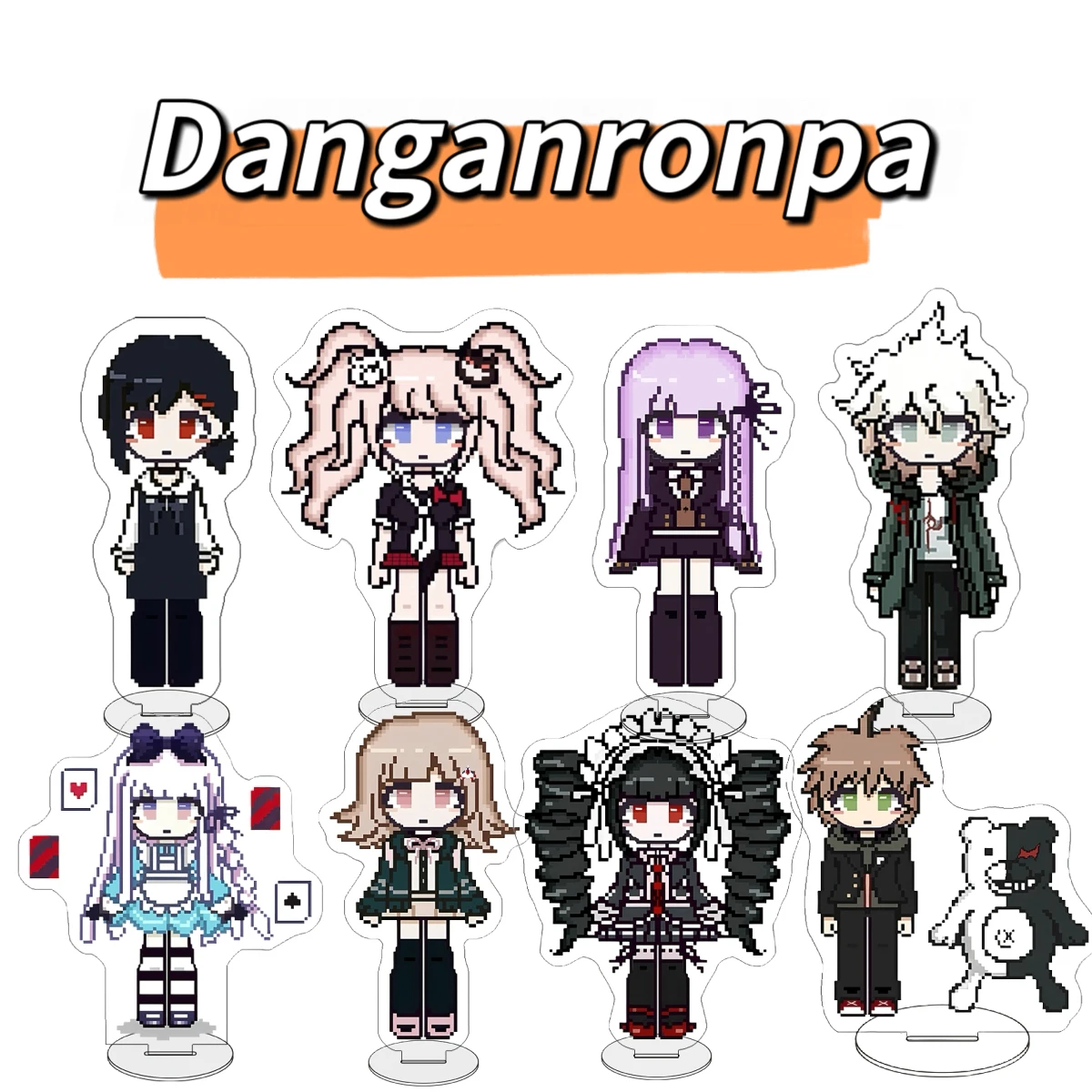Pixel style Anime Danganronpa Complete set 10CM Acrylic character profile display board As a Christmas table decoration