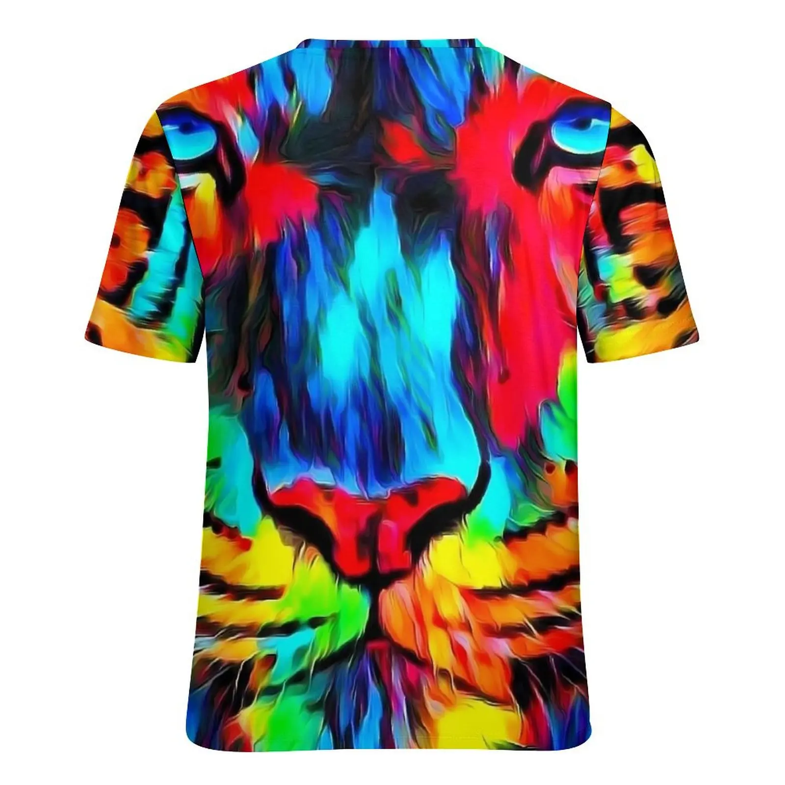 Tger Look Art Painting T-Shirt O Neck Abstract Animal Oversized T-Shirts Short-Sleeve Street Wear Tees Women Summer Design Tops