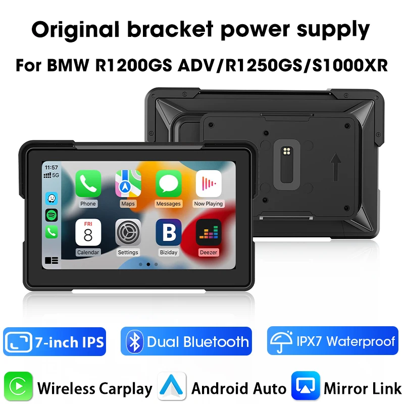 7 "Carplay Scherm Voor BMW R1200GS ADV/R1250GS ADV/S1000XR Motorfiets Navigatie GPS Draadloze Android Auto BT IPX7 Waterdicht