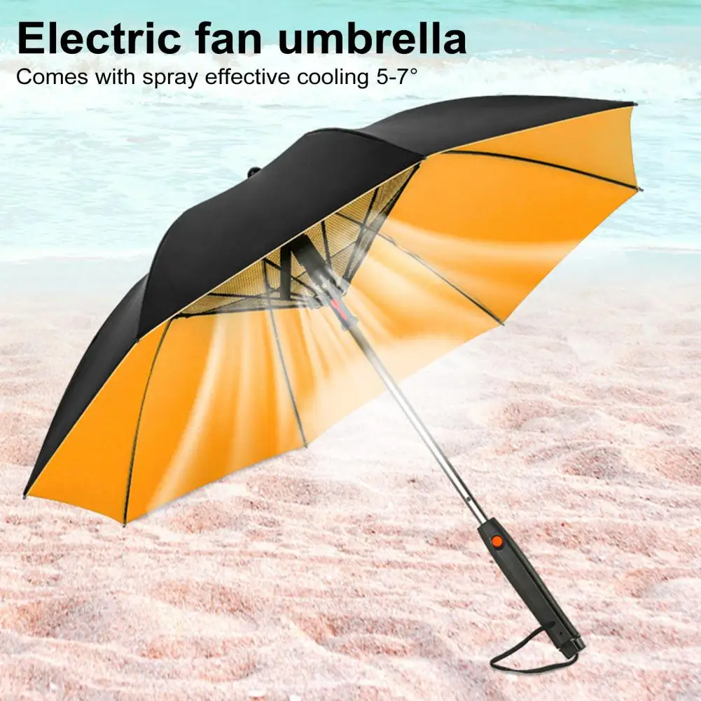 3 In 1 Sun Umbrella with Water Spray Mister Cooling Fan UV Blocking Umbrella Fishing Golfing Patio Sun Rain Umbrella