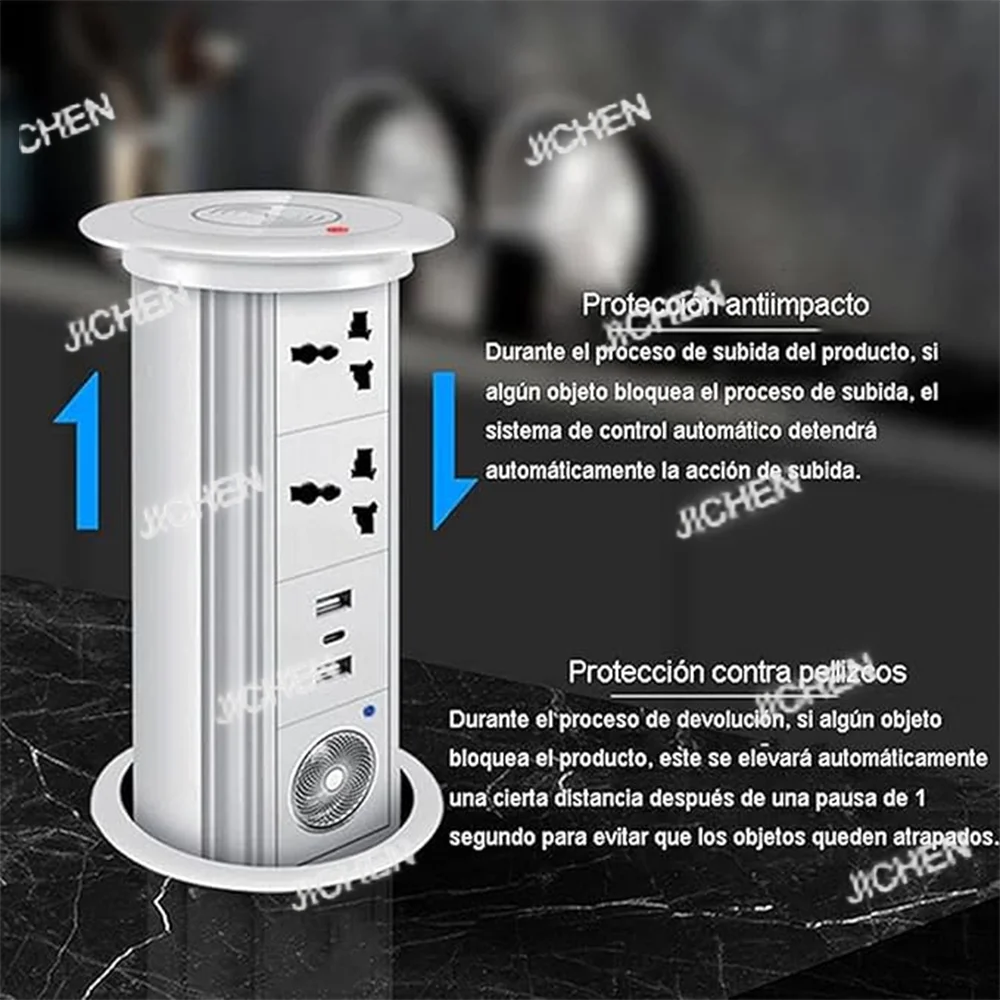 pop-up socket, electric lifting embedded power socket with USB/Type-C port/Bluetooth speaker, suitable for office desks
