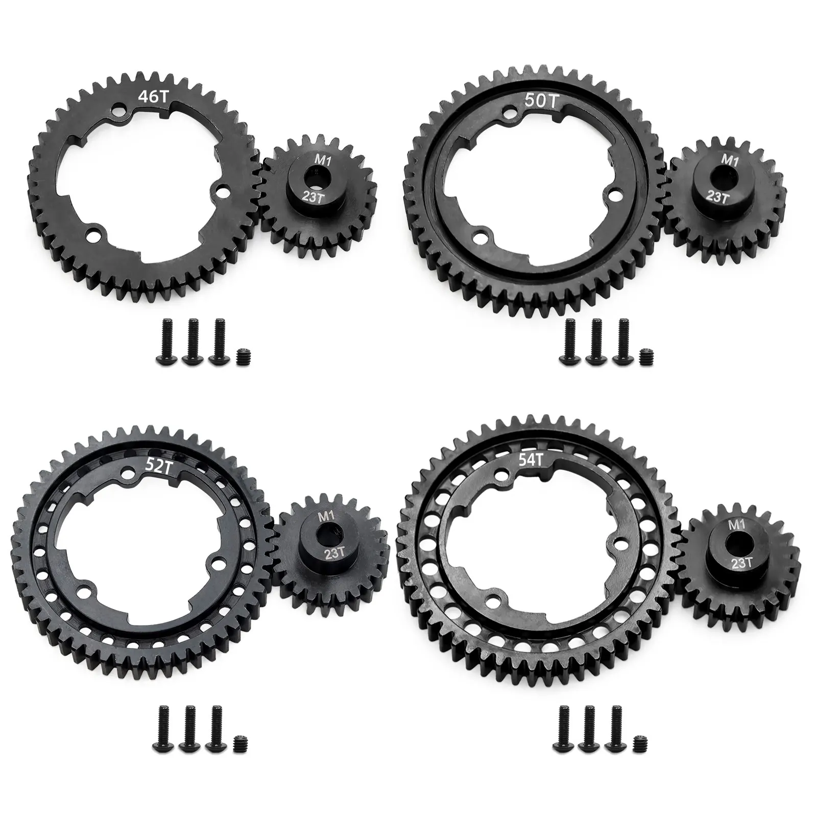Upgrade RC Gears M1.0 Spur Gear Set 46T 50T 52T 54T with 23T Pinion Gear Compatible  FOR Maxx 1/5  1/7 E-Revo 2.0 MAXX 6447 6449