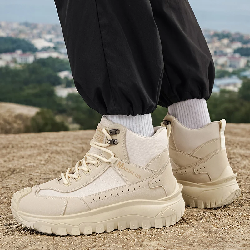 Neue Herren-Wanderstiefel, High-Top-Sportschuhe in Übergröße, bequeme, leichte Freizeitschuhe mit dicker Sohle, Suita – Detail 7